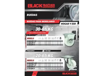 RUEDA PP BLANCA- CON BASE GIRATORIA- BLACK PANTHER
