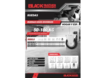 RUEDA DE GOMA-CON BASE FIJA 50-100KG-BLACK PANTHER 