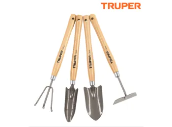 JUEGO 4 HERRAMIENTAS JARDIN 15040 TRUPER MANGO MADERA 38 CM