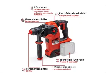 ROTOMARTILLO EINHELL INAL HEROCCO S/CARBONES 36V 36/28 SDS PLUS S/CARG Y BAT