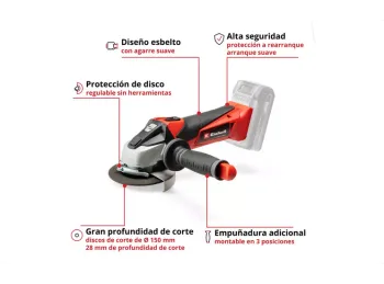 AMOLADORA INALAMBRICA EINHELL TE-AG 18/115 Li SOLO CON MALETIN