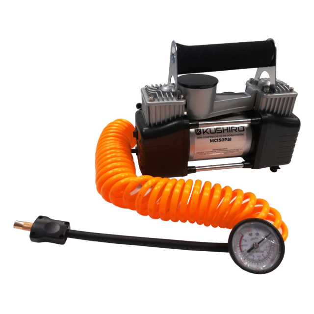 MINI COMPRESOR CG 2 CIL C/MANG + MED DE PRESION + 3 PICOS 150PSI 12V (MC150PSI)