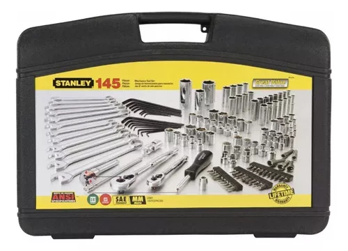 JGO DE TUBOS STANLEY 145 PIEZAS DE 1/4in Y 3/8in