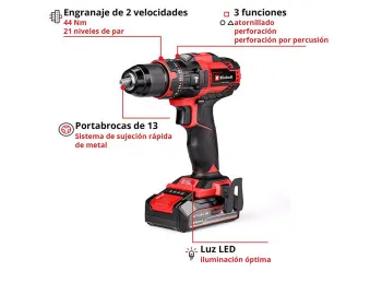 TALADRO PERCUTOR INALAMBRICO TE-CD18/44 LI-I EINHELL PXC 18V 13MM +BAT+CARG